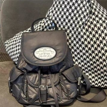 lotsyou雙肩包JENNIE金智妮同款韓國刺繡多口袋抽繩休閑學生背包