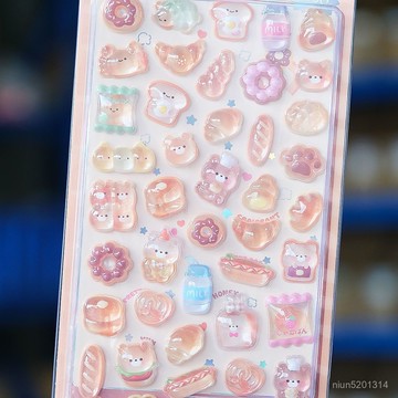 🔥臺灣出貨🔥高顔值卡通小動物3d立體水晶浮鵰貼紙亞克力鑽石兒童女孩奬勵貼畵 VTYG