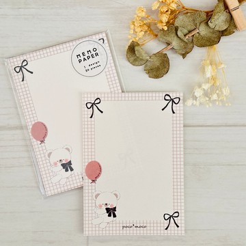 【備忘箋・A7尺寸】緞帶、氣球與北極熊君【memo paper・A7size】