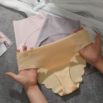 Ecmln 女士純色無縫內褲加大碼冰絲內褲薄內衣舒適貼身內衣性感低腰內褲