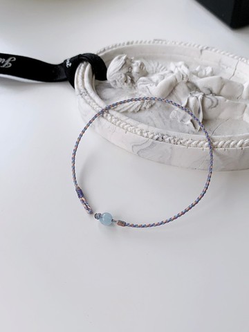 海藍寶 粉藍+珊瑚橘+深灰+紫羅蘭色 超極細 四股編 幸運繩