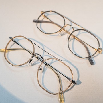 金屬雙槓多邊形框文青眼鏡 × FROMEYES 高折射率濾藍光