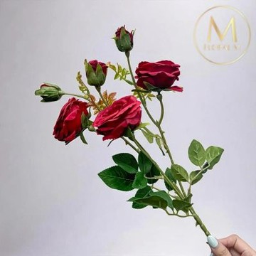 【Floral M】英式溫莎城堡花園薔薇古典紅仿真花花材1入組(人造花/仿真花/假花/花藝DIY/裝飾花材)