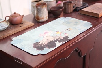 【送禮好物】荷塘 雙面圖案 長方形餐墊 乾泡墊 24*48cm