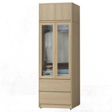 文創集 愛楓木原橡2.7尺四門二抽加高衣櫃組合-81x60x230cm免組