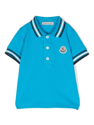 Moncler Enfant - logo-patch polo shirt - kids - Cotton/Spandex/Elastane - 36 - Blue