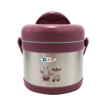 源味二層高真空304不鏽鋼提鍋-1.1L-莫蘭迪粉-1入