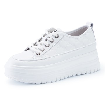 TAS 可愛真皮壓紋綁帶厚底休閒鞋 白色 #44206