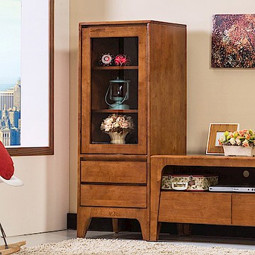 Boden-森克1.7尺全實木展示櫃/收納櫃-高櫃(柚木色)-50x45x131cm