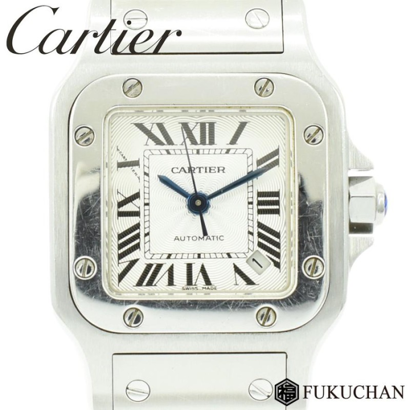 Cartier カルティエ サントスガルベSM シルバー ギョーシェ文字盤 レディース ウォッチ 腕時計 SS×AT W20054D6 中古  (送料無料) | LINEショッピング