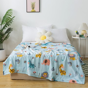 MIGRATORY 媚格德莉 - 竹纖維涼感抑菌水洗涼被-動物派對-藍 (150x186cm)