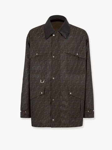 Ff fabric jacket with leather collar - FENDI - gender_Man