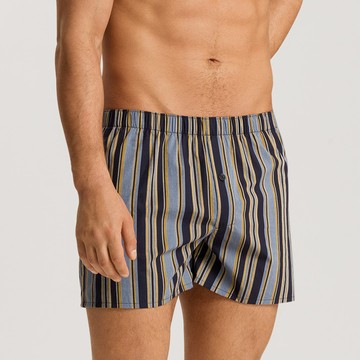 【HANRO】Fancy Woven寬鬆四角男內褲S-M (藍黃條紋)