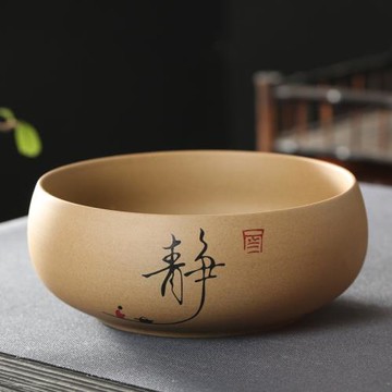 粗陶大號茶洗陶瓷茶渣缸家用水洗茶杯盆器皿茶具配件小號筆洗水盂