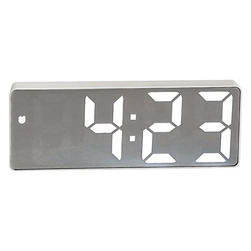 沐慕家居 極簡LED電子時鐘鬧鐘 高低亮度 靜音按鈕  白色