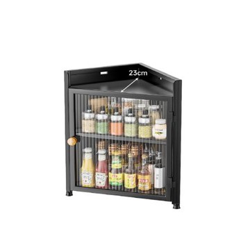 【LEZUN 樂尊】廚房調料三層壁掛帶門免打孔壁掛櫃