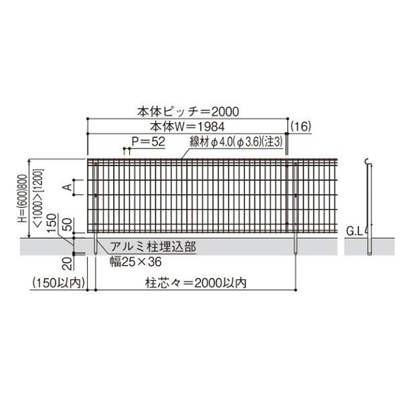 YKKAPガーデンエクステリア フェンス イーネットフェンス 2F型[水平地