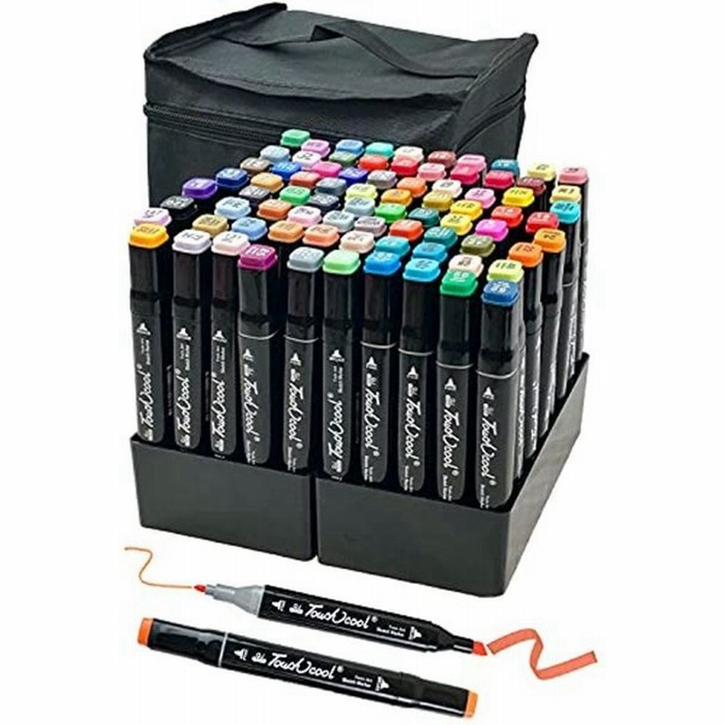 プロ仕様 マーカーペン イラストマーカー 80色 セット 油性ペン 太細両端 ツインマーカー 160パターン カラーコード キャリングケース付き Kokunai Seiki Hin 日用品雑貨 文房具 手芸 Padelnostro It
