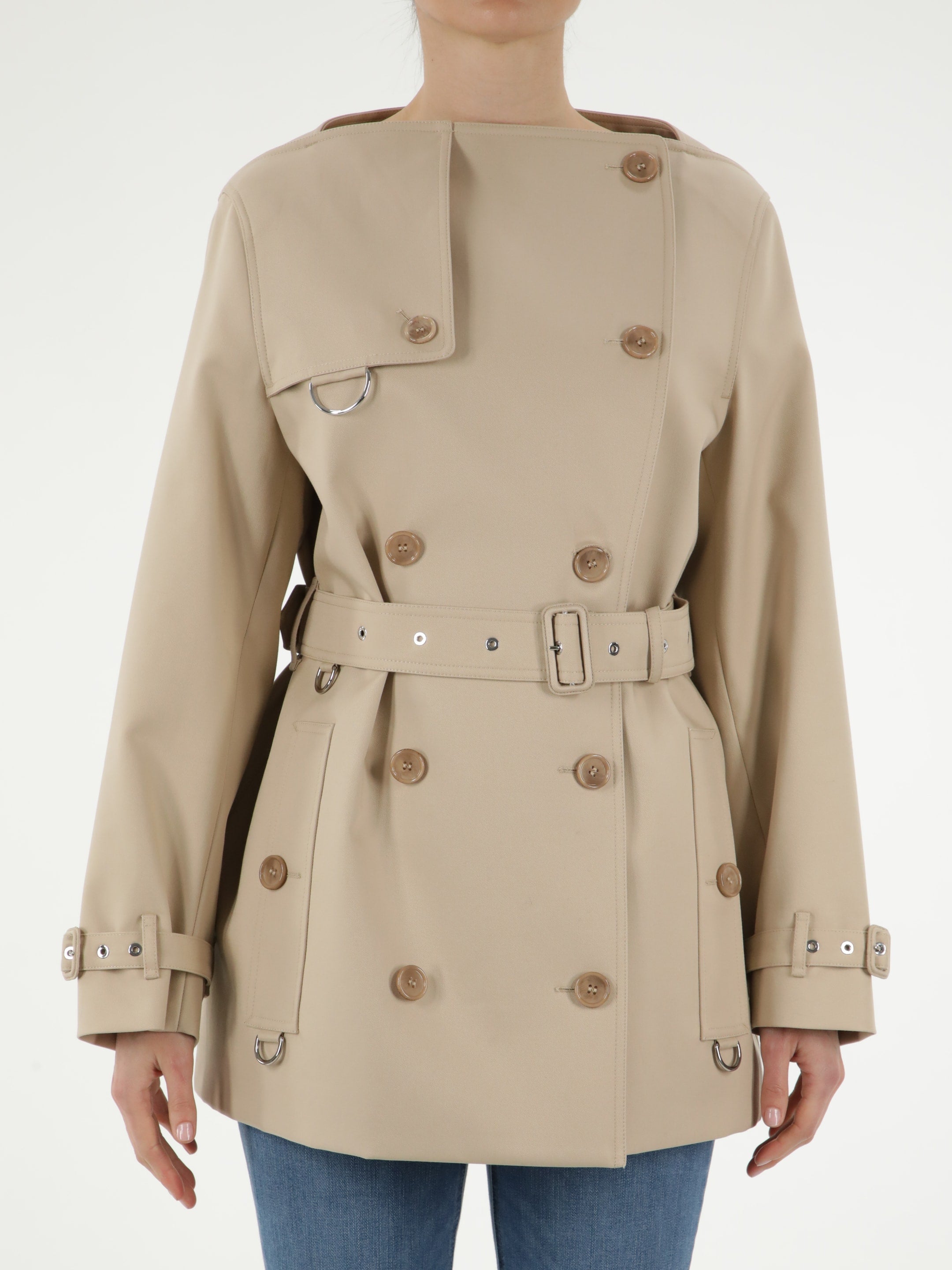 Short beige raincoat