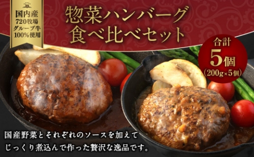えびの高原 惣菜ハンバーグ食べ比べセット 5パック デミグラス 牛テールカレー