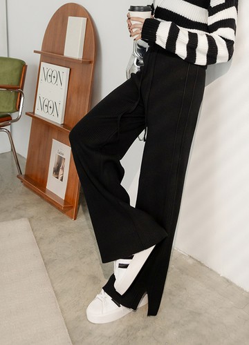 超滑順針織寬褲