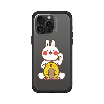 iPhone 15 Pro Max Mod NX 黑 - 懶散兔與啾先生 Lazy Rabbit and Mr.Chu - 招財