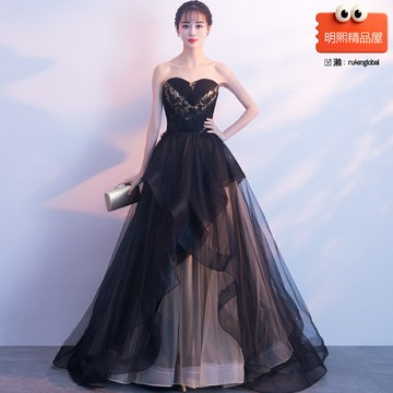 【名媛氣質】晚禮服 宴會禮服 主持人禮服 婚紗 長款禮服 黑色禮服 優雅修身 露背拖尾 2025新款 走秀婚宴必備