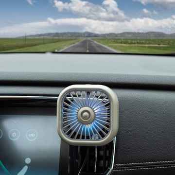 五一出行車載USB充電風扇燈光車內用品汽車大風力迷你風扇靜音降溫神器小型便攜式風扇制冷散熱無聲超長續航