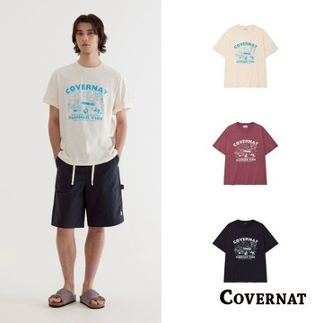 [COVERNAT]25SS 男生復古短袖美式t 圓領女寬鬆T恤 夏季透氣男友風休閒t（多色任選）