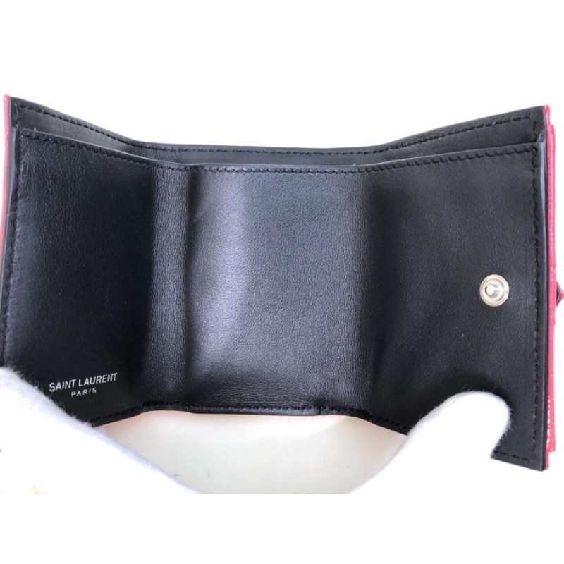 美品 サンローラン パリ Vステッチ YSL コンパクト 財布