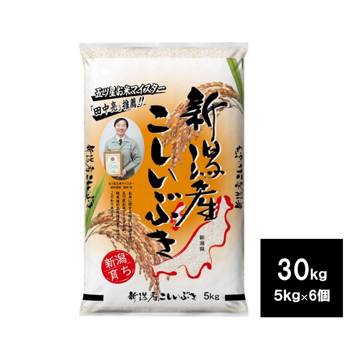 新潟産　こしいぶき　３０ｋｇ　（5kg　6袋）　お米　白米　ご飯　コシイブキ