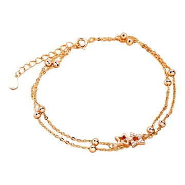 BEOURGUEST 女性層次星星簡約手鍊  玫瑰金  20cm