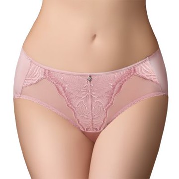 思薇爾 海洋星燦系列M-XXL蕾絲刺繡中腰三角女內褲(魅漾粉)