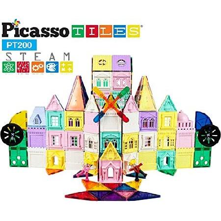 PicassoTiles Magnet Tile Multicolor Castle Theme