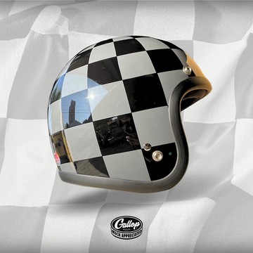 GALLOP Retro Grid 方格棋  3/4半罩安全帽 黑/水泥灰款