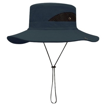 樂居家 戶外防曬 型男透氣登山帽  深藍色  F