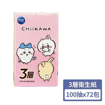 【得意】三層抽取衛生紙100抽x6包x12串-吉伊卡哇限定包裝