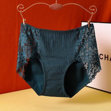 大碼胖mm高腰生理內褲女夏季月經期防漏純棉蕾絲邊性感舒適三角褲