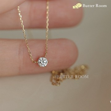 Butter Room 🧈 925純銀 經典款迷你單鑽項鍊 （金/銀/玫瑰金） 台灣出貨 六爪 鋯石 純銀 項鍊 單鑽
