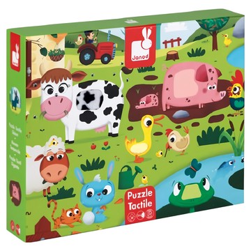 Janod 幼兒觸覺拼圖 農場套裝 20片，強化邏輯，手眼協調，增進親子互動  1盒