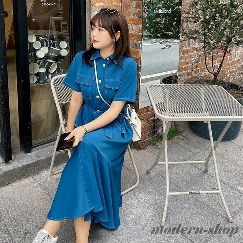 ロング丈 デニムワンピース 大きいサイズ ワンピース夏 ワンピース 代 30代 40代 前開き 通勤 通学 通販 Lineポイント最大get Lineショッピング