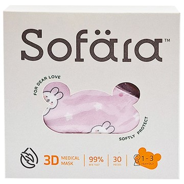 Sofara 舒芙氧 迷你幼3D口罩  胖嘟兔 粉色  30片  1盒