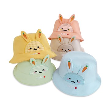 JoyNa - 兒童遮陽帽 寶寶漁夫帽 防曬帽 卡通蘿蔔兔-橘色