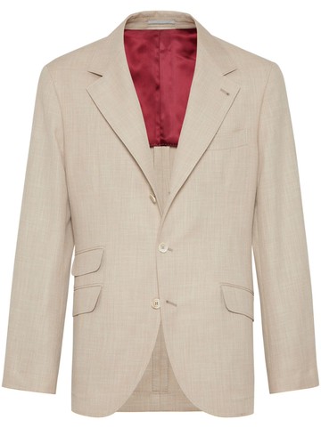 Brunello Cucinelli - single-breasted blazer - men - Virgin Wool/Cotton - 54 - Neutrals
