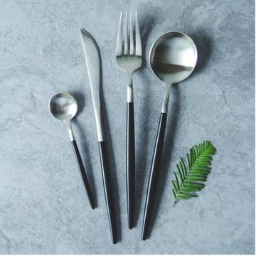 刀叉勺 牛排刀 西餐叉 套裝 葡萄牙設計黑銀不銹鋼餐具