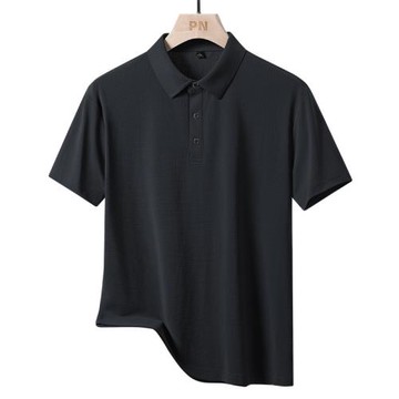 夏季新款POLO衫男士T恤大碼加肥寬松爸爸裝中老年男裝冰絲透氣爸