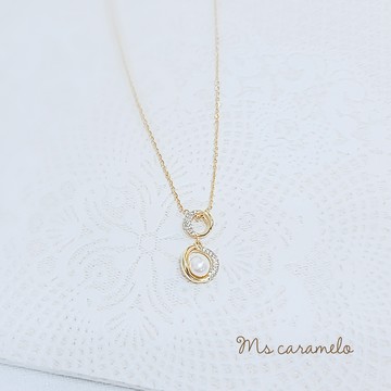 【焦糖小姐 Ms caramelo】925純銀鍍K黃 淡水珍珠項鍊