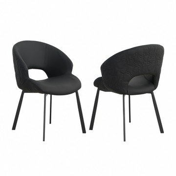 【IDEA】麥羅立體壓紋皮革餐椅/休閒椅(化妝椅 皮椅 戶外椅 梳妝椅 書桌椅)黑色