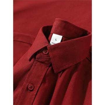 安可拉紅！純棉長袖襯衫男中國紅疊穿休閑內搭氣質襯衣外套秋冬款