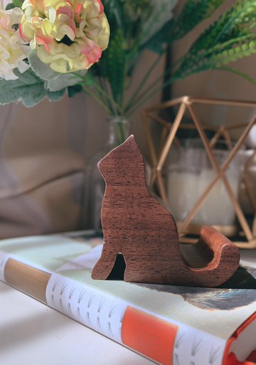 Zen Forest南美胡桃木貓咪手機架 名片架